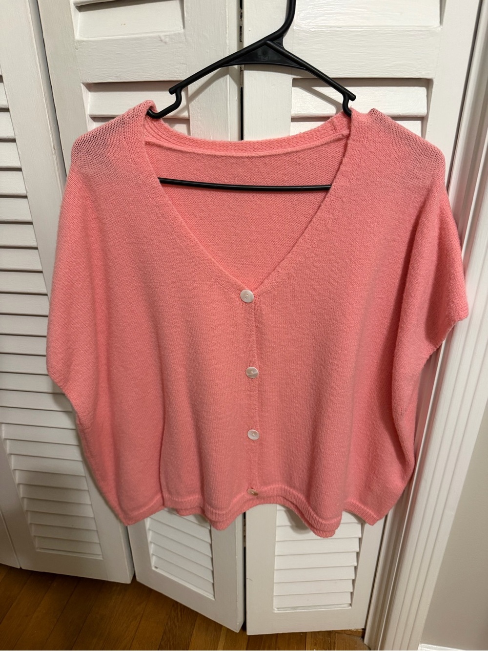 Women's Coral Pink Button-Front Knit Top
